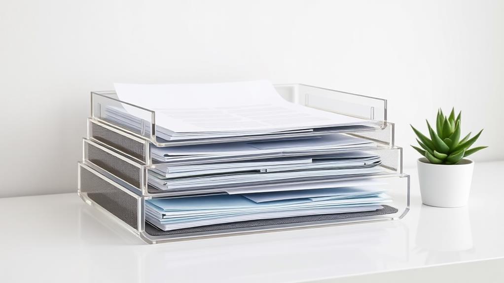 clutter free desk document trays