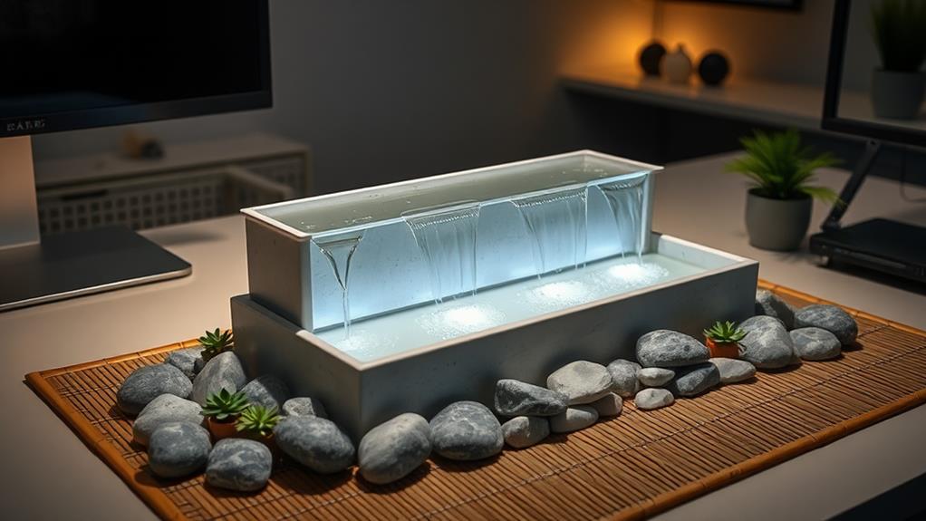 zen workspace desk fountains